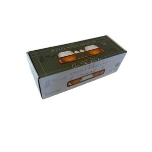 Home Collection Golfer's Whiskey Serving Set 5pc Glass Steel Ice Balls Wood Base